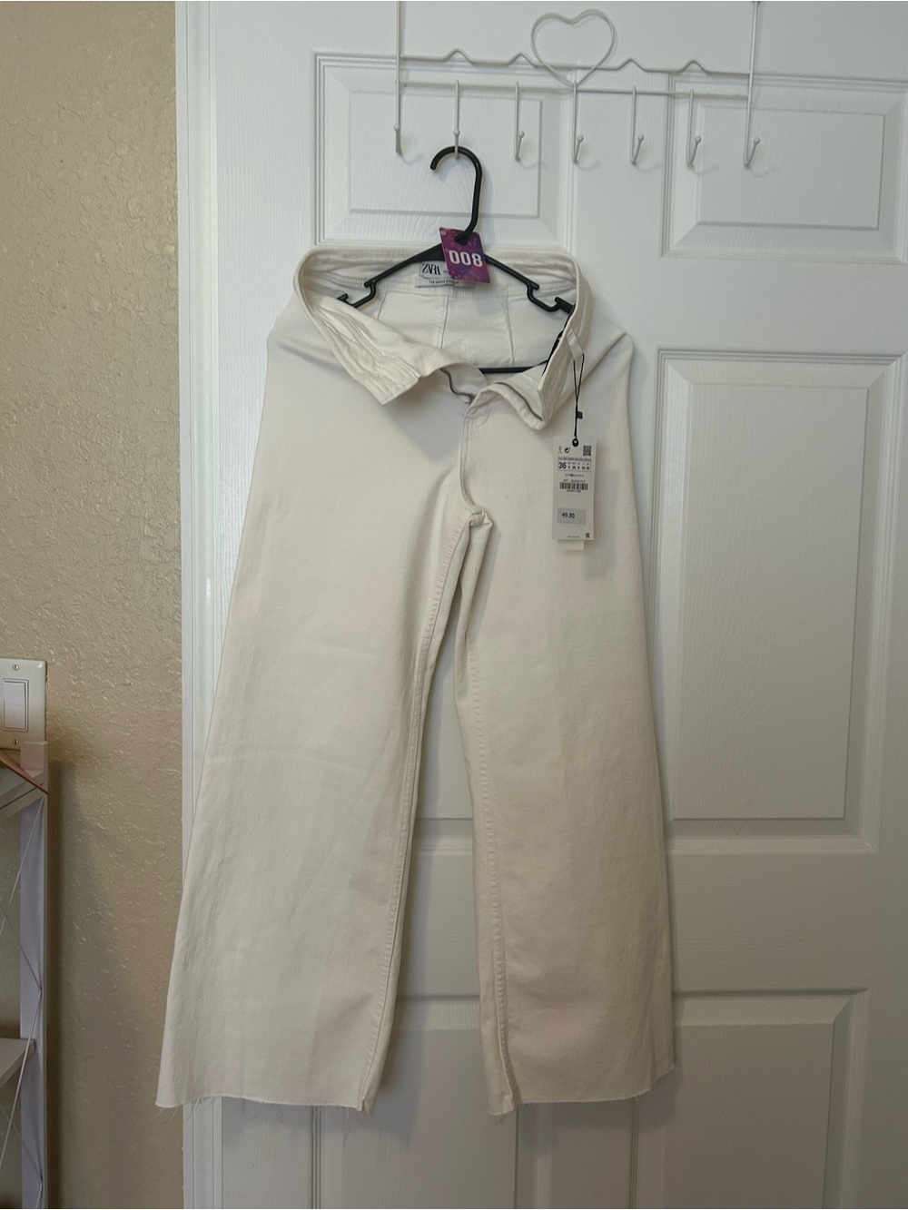Zara Off-White Wide-Leg Jeans